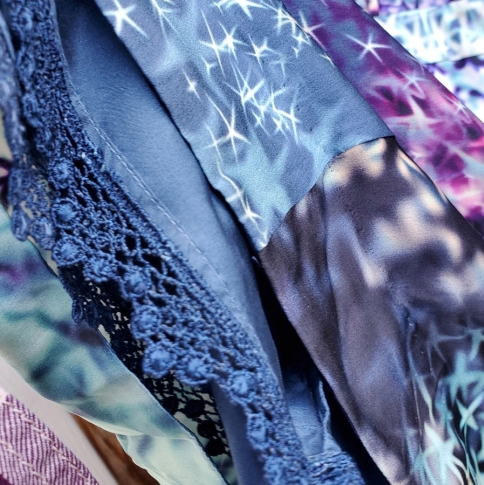 leifsdottir Navy Blue Purple Celestial Print Mini Dress - Picture 2 of 10